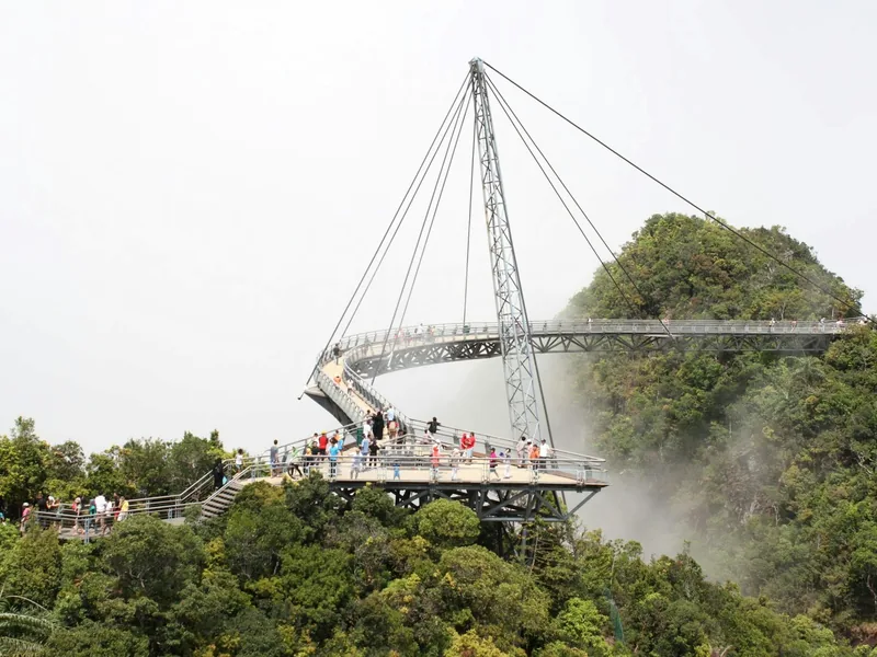 Langkawi Sky Bridge curving over the rainforest